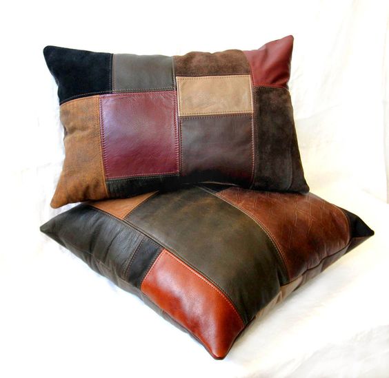 Leather Patchwork Cushion