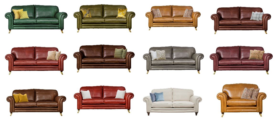 Finline Furniture Large Leather Louis Sofa in a range of Yarwood Leather's Mustang colours